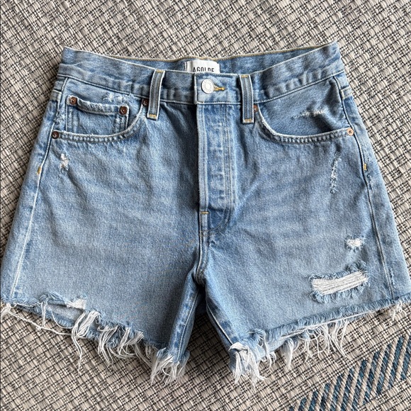 Agolde Pants - Agolde Light Blue Distressed Jean Shorts